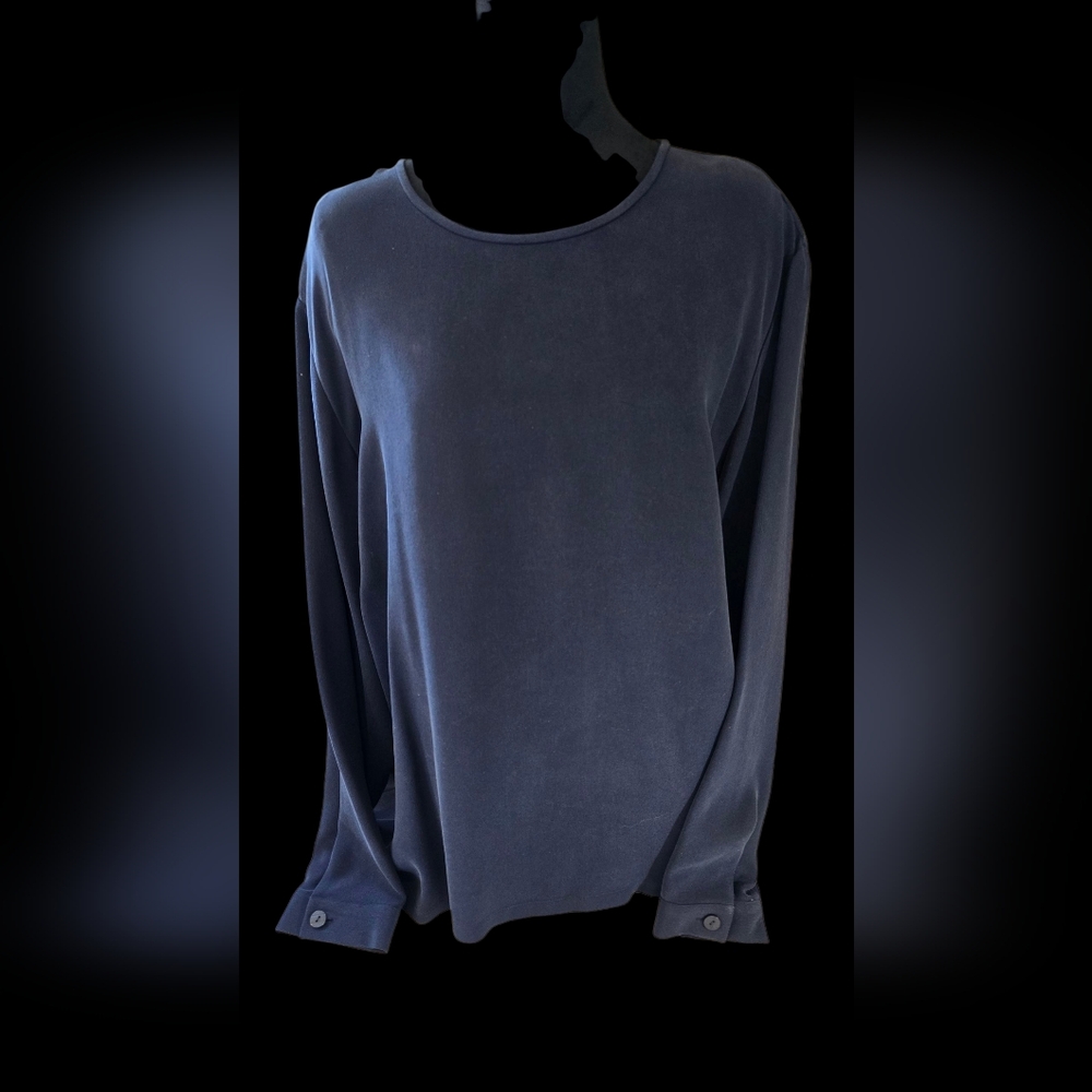 Women's Navy Blue Long-Sleeve Blouse